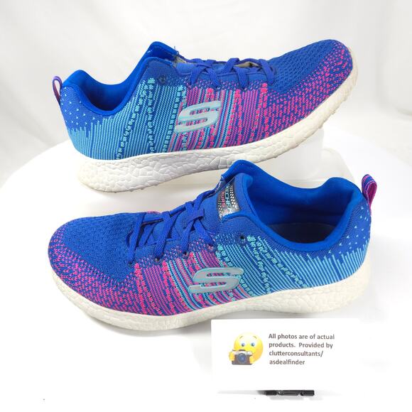 Skechers Burst Athletic Lace Up Running Shoe Womens Size 8 12437 Blue White - Picture 5 of 9